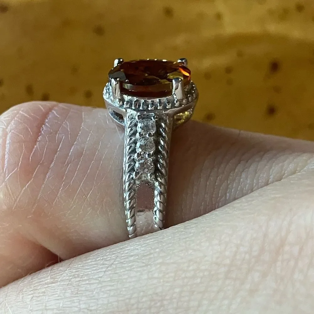 Natural Citrine Sterling Silver Ring Size 5